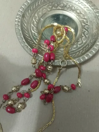 Collana lunga vintage oro e rosso