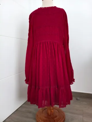 Vestido granate niña con topos. Talla +16