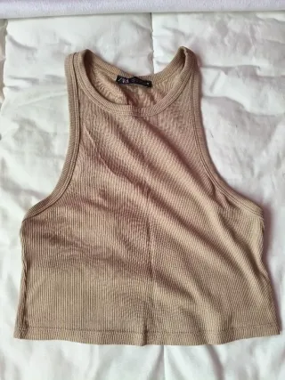 Top Zara beige canalé