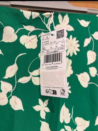 Falda larga floral verde Mango