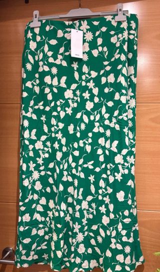 Falda larga floral verde Mango