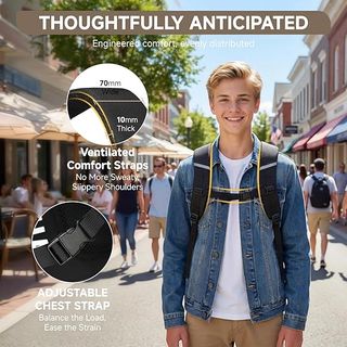 Amythe mochila 15.6'' grande impermeable Negra