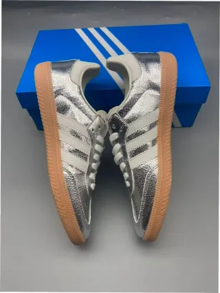 Adidas Samba Plata Cuero Metalizado Talla 37