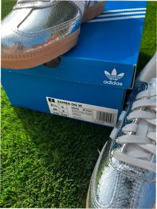 Adidas Samba Plata Cuero Metalizado Talla 38