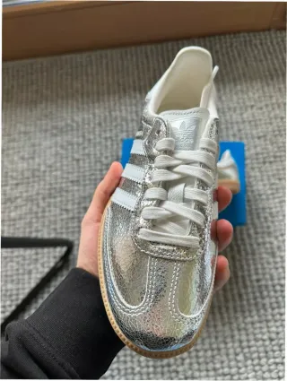 Adidas Samba Plata Metálico Cuero Agrietado 38