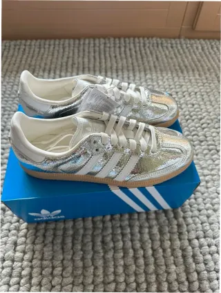 Adidas Samba Plata Metálico Cuero Agrietado 38