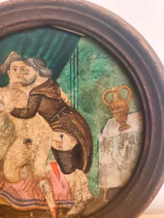 Antico quadro dipinto olio su tavola XIX secolo