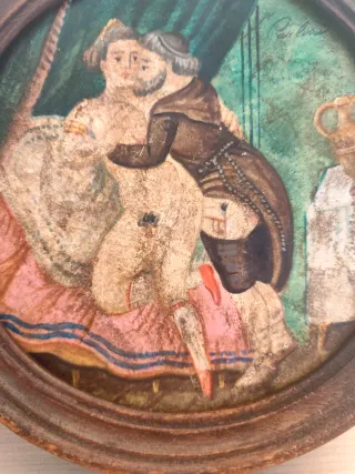 Antico quadro dipinto olio su tavola XIX secolo