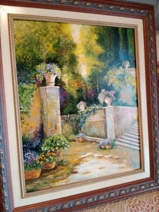 Cuadro Óleo Jardín Noche