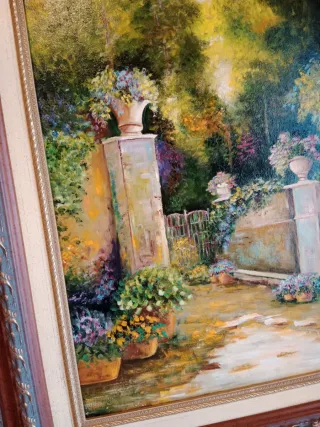 Cuadro Óleo Jardín Noche