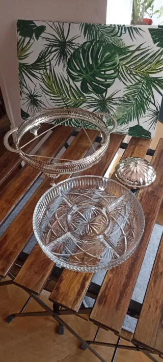 Bandeja Cristal Aperitivos Salsera Vintage