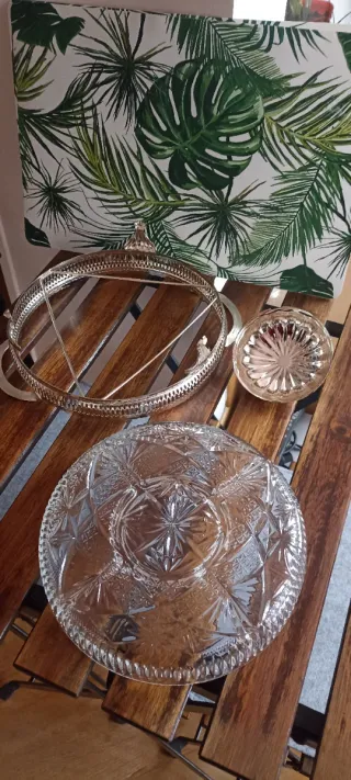 Bandeja Cristal Aperitivos Salsera Vintage