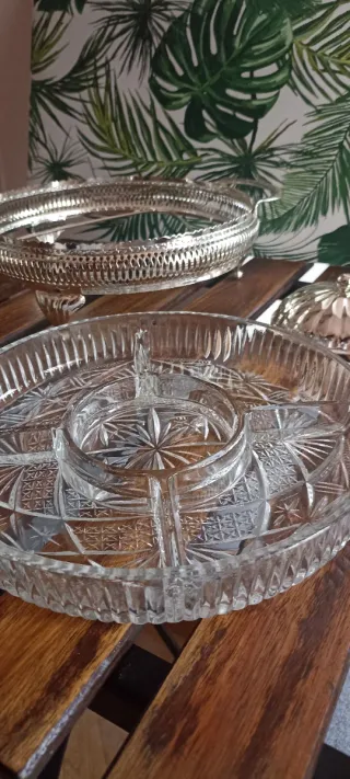 Bandeja Cristal Aperitivos Salsera Vintage