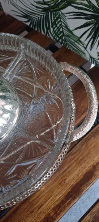 Bandeja Cristal Aperitivos Salsera Vintage