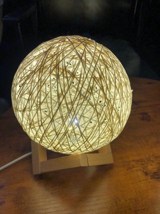 Conjunto candeeiros vime e madeira