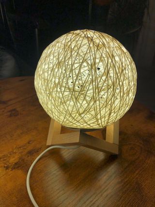 Conjunto candeeiros vime e madeira