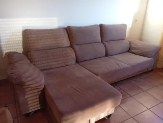 Chaiselongue sillón marrón tela