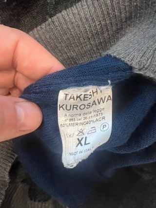 Casaco malha Takeshi Kurosawa azul e cinza