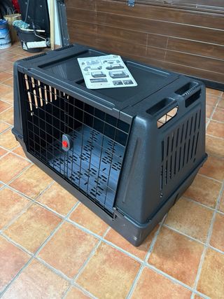 Transportín perro negro y gris