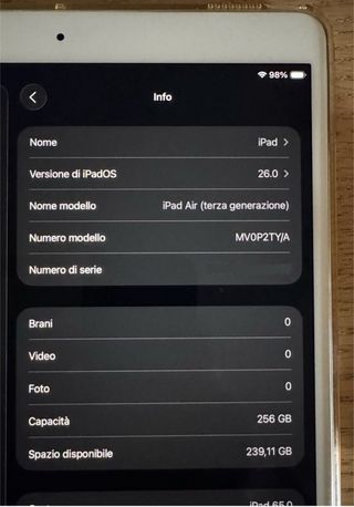iPad Air 3 256GB Wi-Fi + SIM Argento