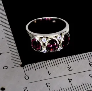 Anello Argento 925 Rodolite e Tanzanite Naturali