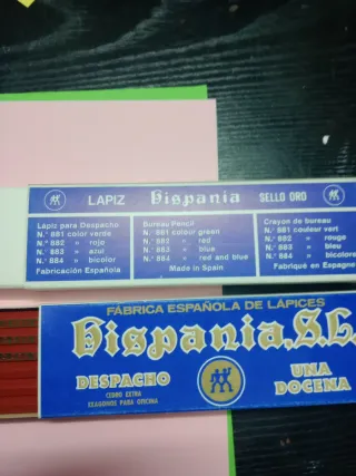 Caja 12 Lápices Hispania sello Oro Nuevos años 80