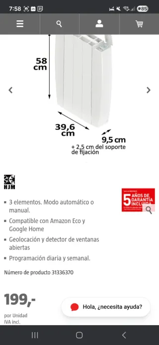 Radiadores Eléctricos HJM Wifi (Set de 5)