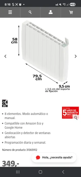 Radiadores Eléctricos HJM Wifi (Set de 5)