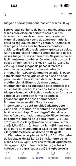 Banco de pesas y barras NUEVO