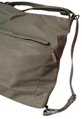 Mochila Slang Piel Gris Auténtica