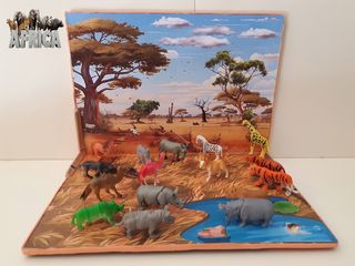 Diorama Safari Africano con Animales Miniatura