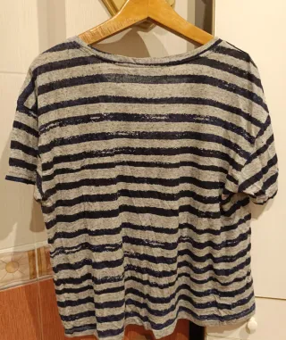 Camiseta Desigual rayas flores y letras