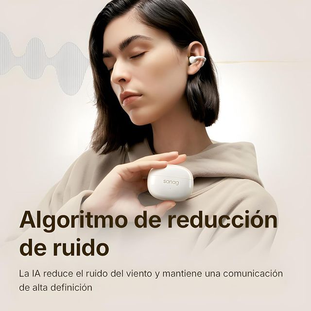 Auriculares Sanag Beige Open Ear Cancelación Ruido