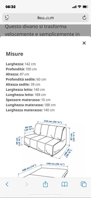 Divano letto Ikea LYCKSELE LÖVÅS con due copri div