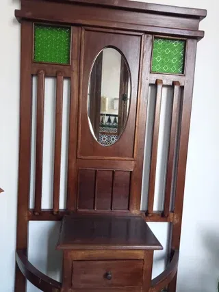 Mueble de entrada madera y cristal