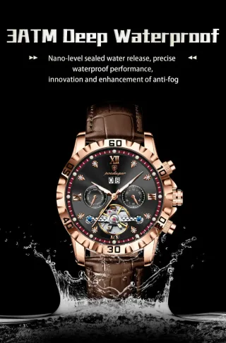 Reloj Automático Poedagar Marrón/Dorado