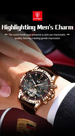 Reloj Automático Poedagar Marrón/Dorado