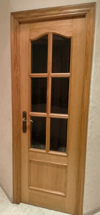 2 Puertas Madera Maciza con Cristales Biselados