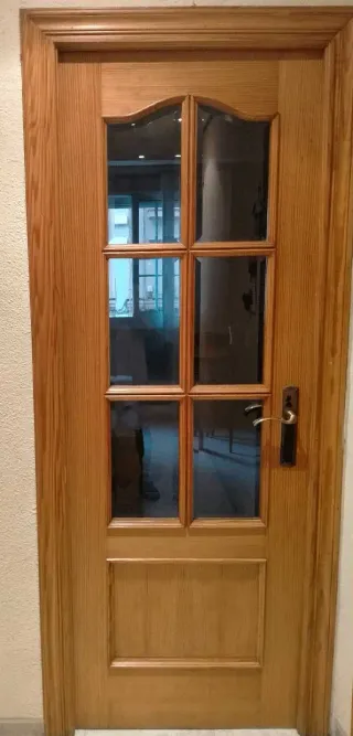 2 Puertas Madera Maciza con Cristales Biselados