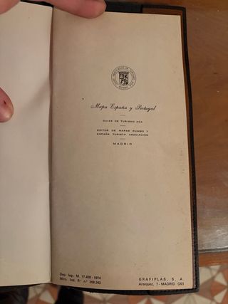 Mapa Carreteras 1974 España Portugal. Funda Piel.