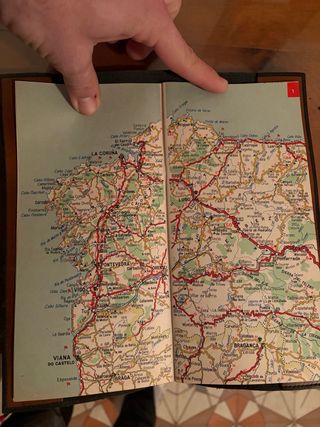 Mapa Carreteras 1974 España Portugal. Funda Piel.