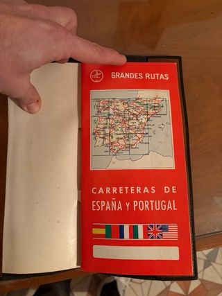 Mapa Carreteras 1974 España Portugal. Funda Piel.