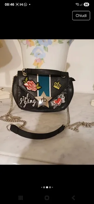 Borsa Roccobarocco donna nera multicolor