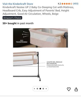 Cuna colecho Kinderkraft Beige + protector colchon
