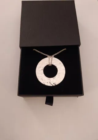 Colgante Círculo Plata 925 Maciza Martillada