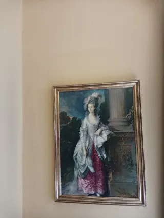 Cuadro paisaje río y puente