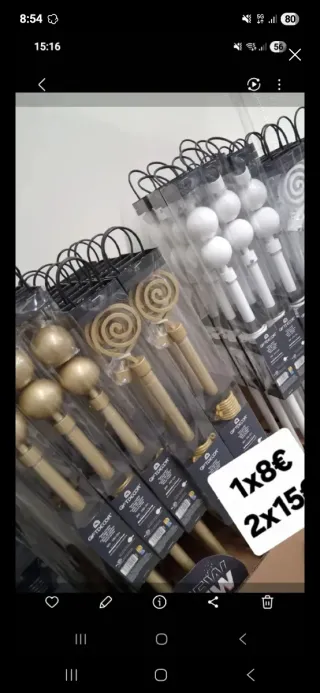 2 Barras Cortina Decorativas Doradas