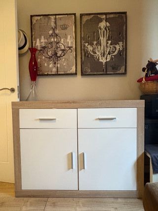 Mueble auxiliar madera y blanco