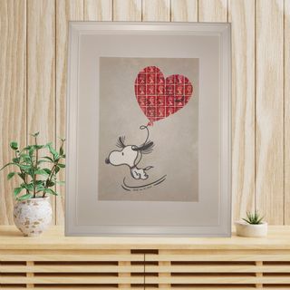 Quadro Snoopy Love con francobolli veri