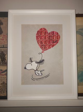 Quadro Snoopy Love con francobolli veri